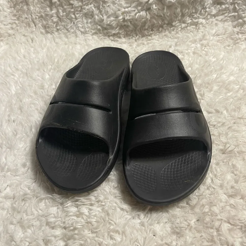 OOFOS OOahh Recovery Slides Sport Flex Black Sandals M SZ9 W SZ11